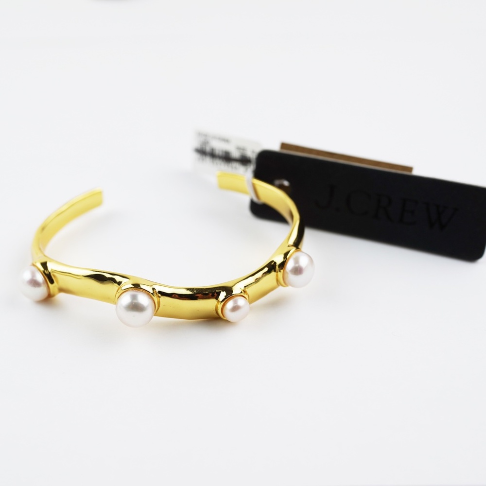 New J.CREW Freshwater Pearl Inlay Cuff Bracelet - Picture 2 of 3